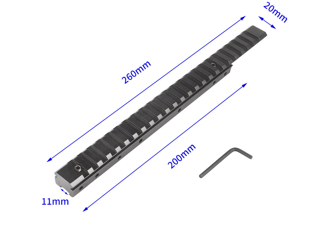 26CM Length Low Profile Scope Converter Adaptor Base Aluminum Alloy Mounts, 11mm Dovetail To 21mm Picatinny Rail - Image 2