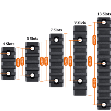 Keymod Aluminum Picatinny Rail Sections,4-Slot 5-Slot 13-Slot Lightweight Rail Section for Keymod Compatible Systems - 5 Pieces (4/5/7/9/13 Slot Black)