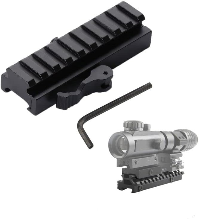 Picatinny Airsoft Rail Riser Mount Adapter 9 Slots 20 mm Rail with QD Quick Release Removable - Image 2