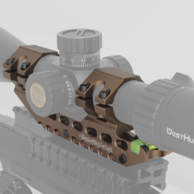 Optics Offset Cantilever Picatinny Scope Mount, 1"/30mm High Profile Precision One Piece Scope Dual Rings with Bubble Level, Brown