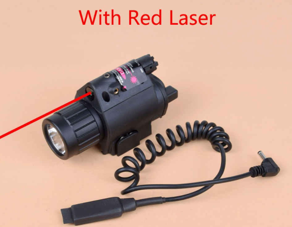 Tactical Red Laser Dot Sight + 200 Lumen Flashlight Combo with 20mm Weaver Picatinny Rail Mount for Pistol Handgun