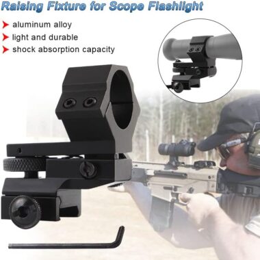 Windage Elevation Adjustable Low Profile Scope Flashlight Laser Ring Mount, 1 Inch Barrel Clamp Adapter with 20mm Mount for Rifle Scope Torch Optics
