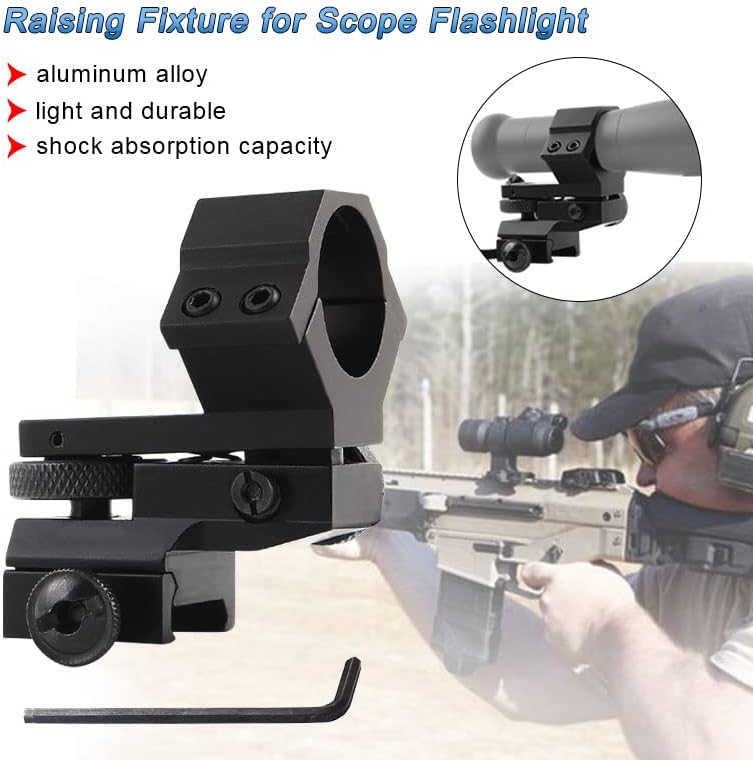 Windage Elevation Adjustable Low Profile Scope Flashlight Laser Ring Mount, 1 Inch Barrel Clamp Adapter with 20mm Mount for Rifle Scope Torch Optics