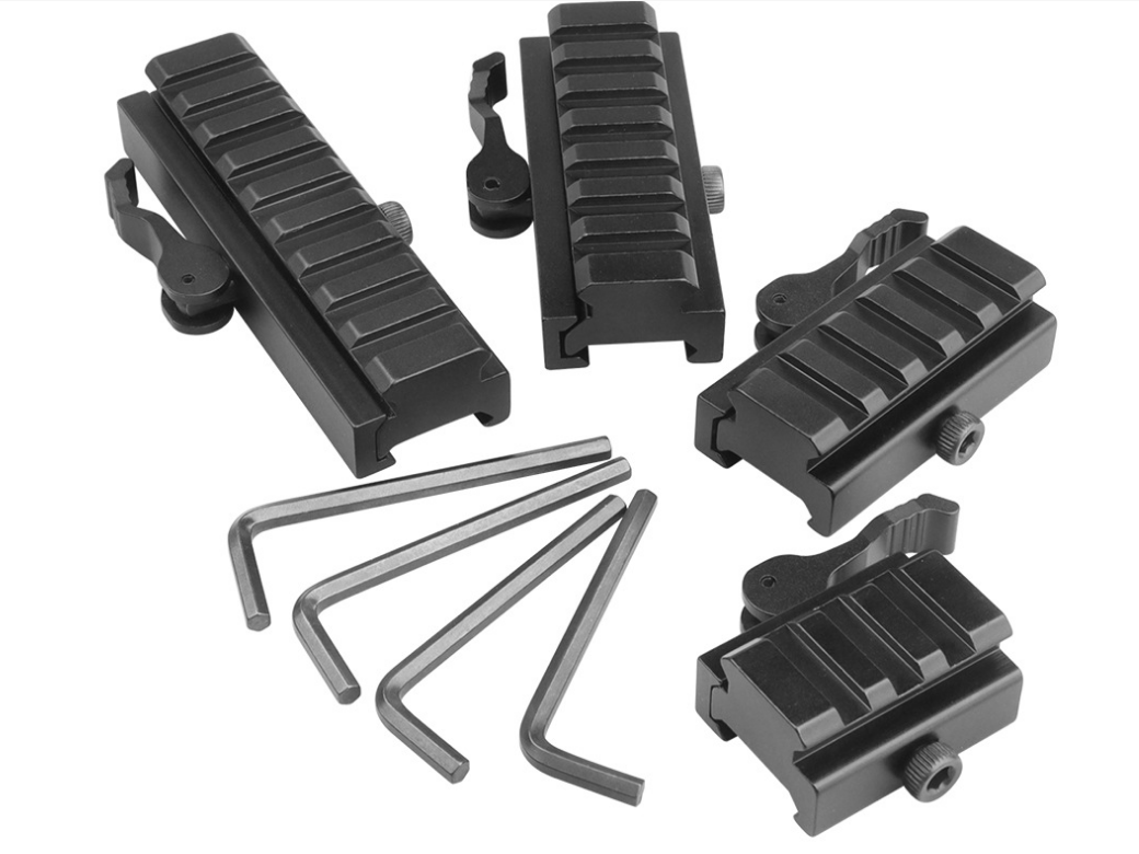 Tactical Low Profile 3/5/7/9 Slot Picatinny Riser Mount with Quick Release, for Red Dots, Scopes, and Optics