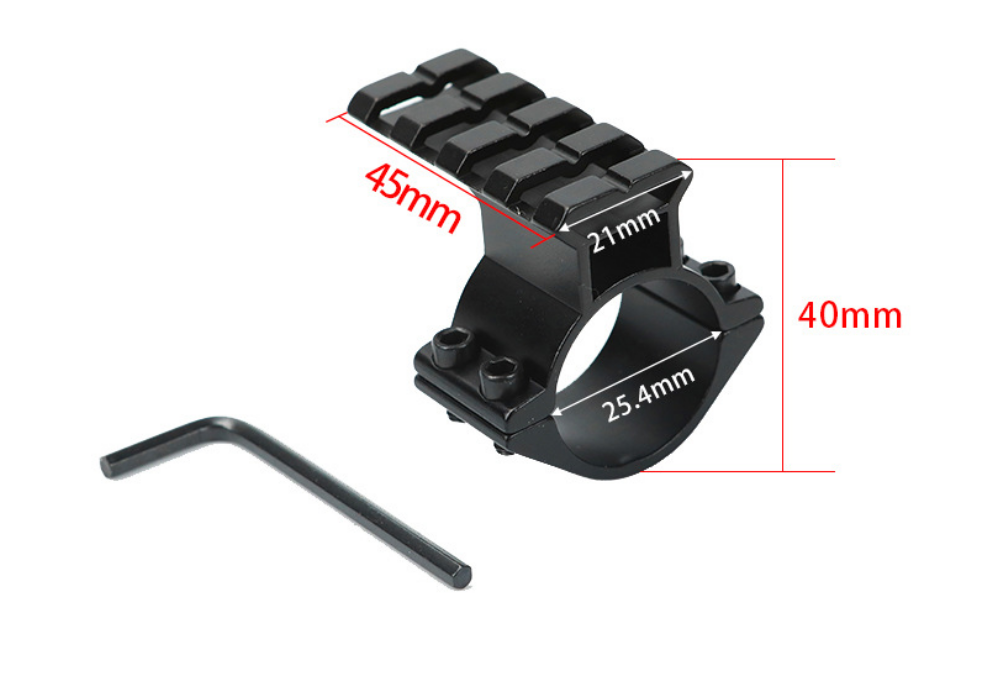 25.4mm Tactical Laser/Flashlight Barrel Clamp Mount with Rail for and Tubes Fits - Image 2