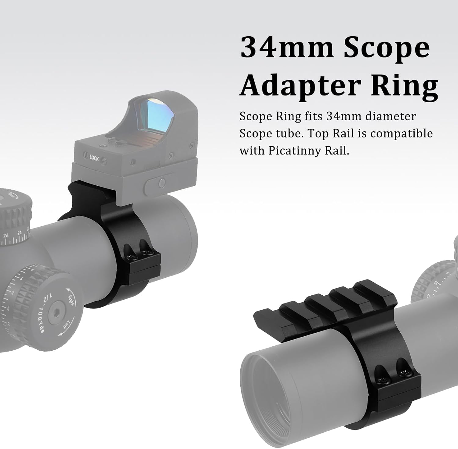34mm/1.34 inch 4 Slot Scope Adapter Ring Mount Weaver/Picatinny Rails