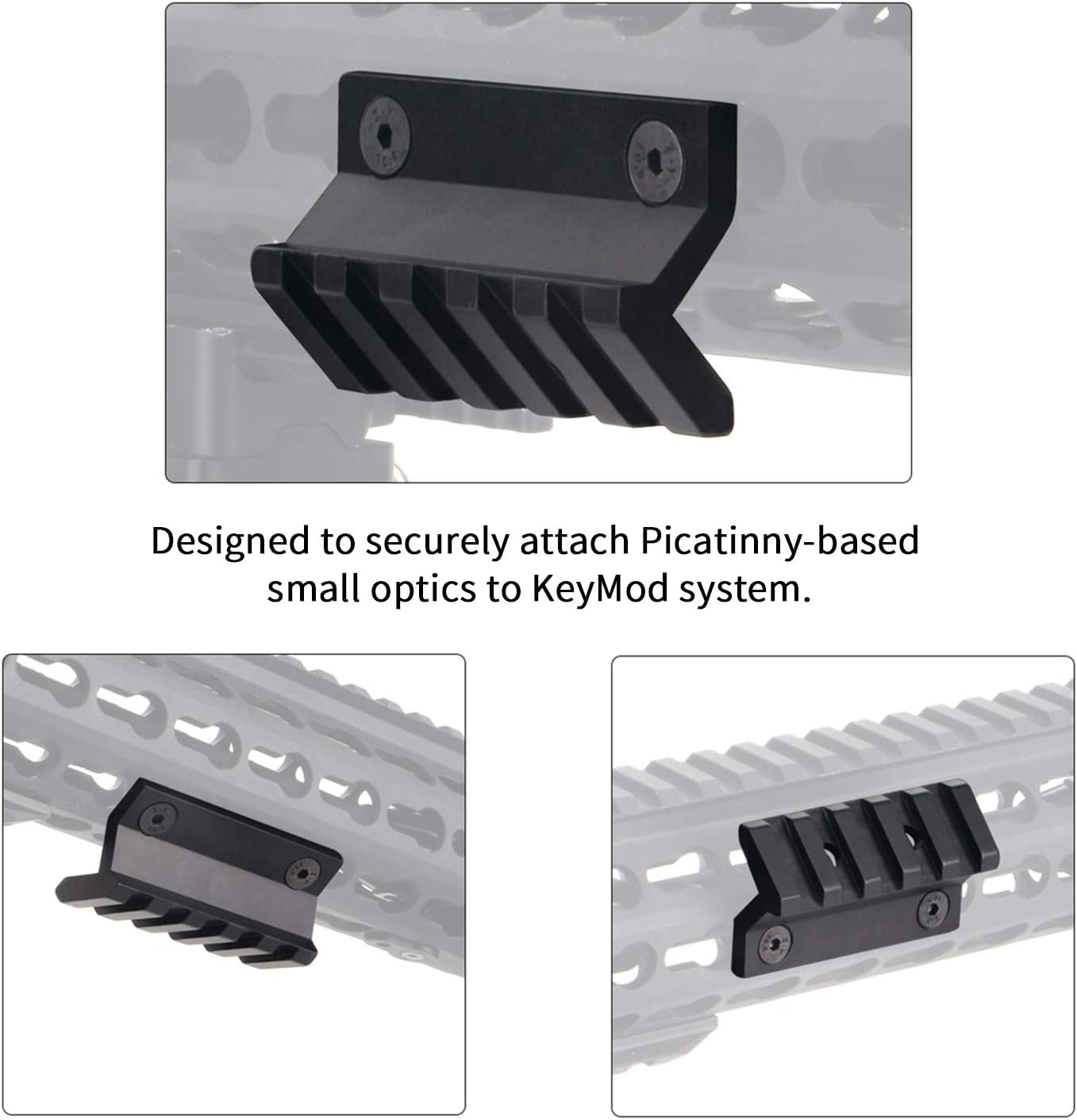 Tactical 45 Degree 2.17" L Picatinny Keymod Offset Rail Mount Fits for Rifle with Keymod Rails, Pack of 2 (3-Slot,5-Slot) - Image 2