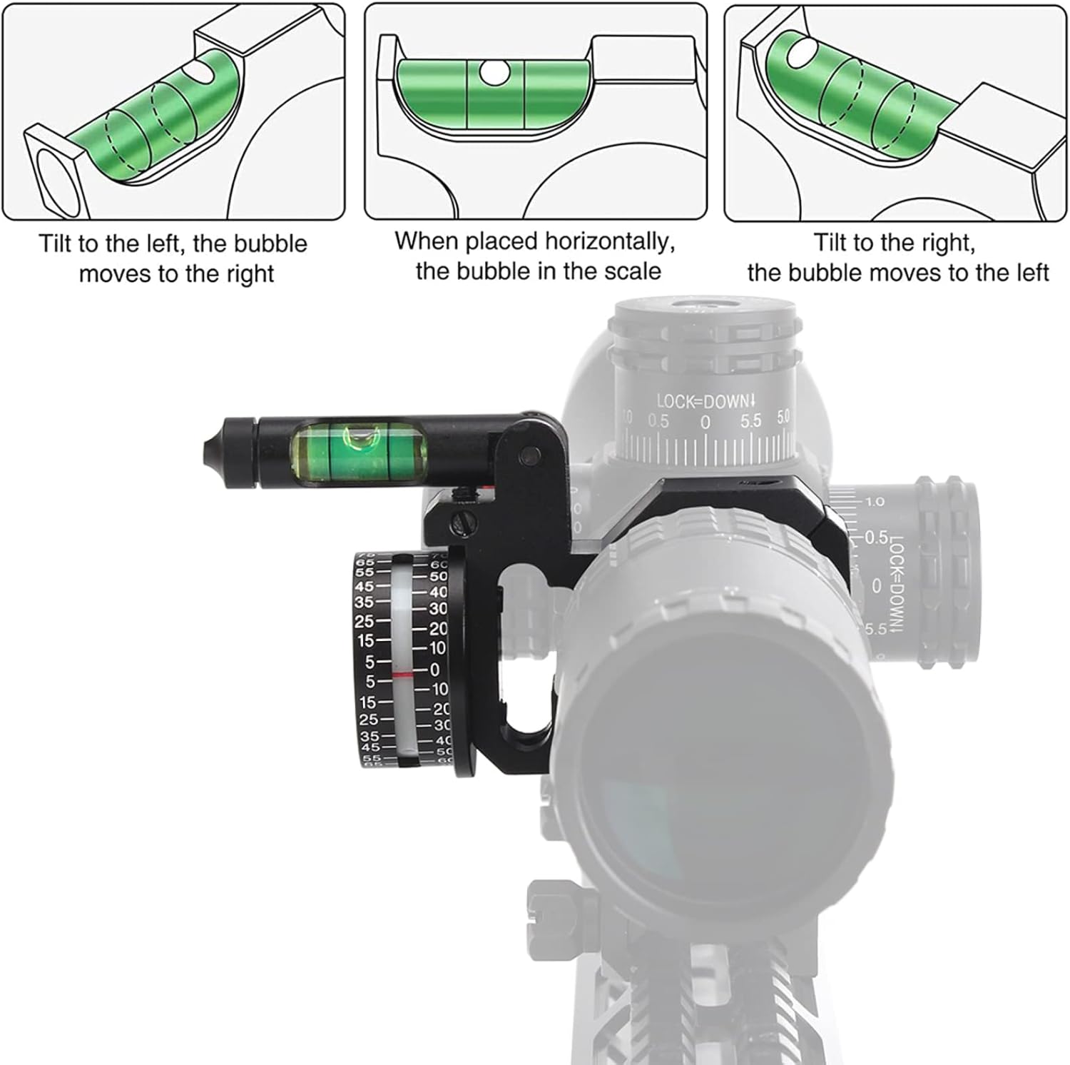 Rifle Scope Level wiht Bubble - High Accuracy Angle Indicator Fit 1 inch /30mm Scope Rings Mounts, Aluminum Anti-Cant Scope Mounting Leveling Tool for Shooting and Hunting - Image 2