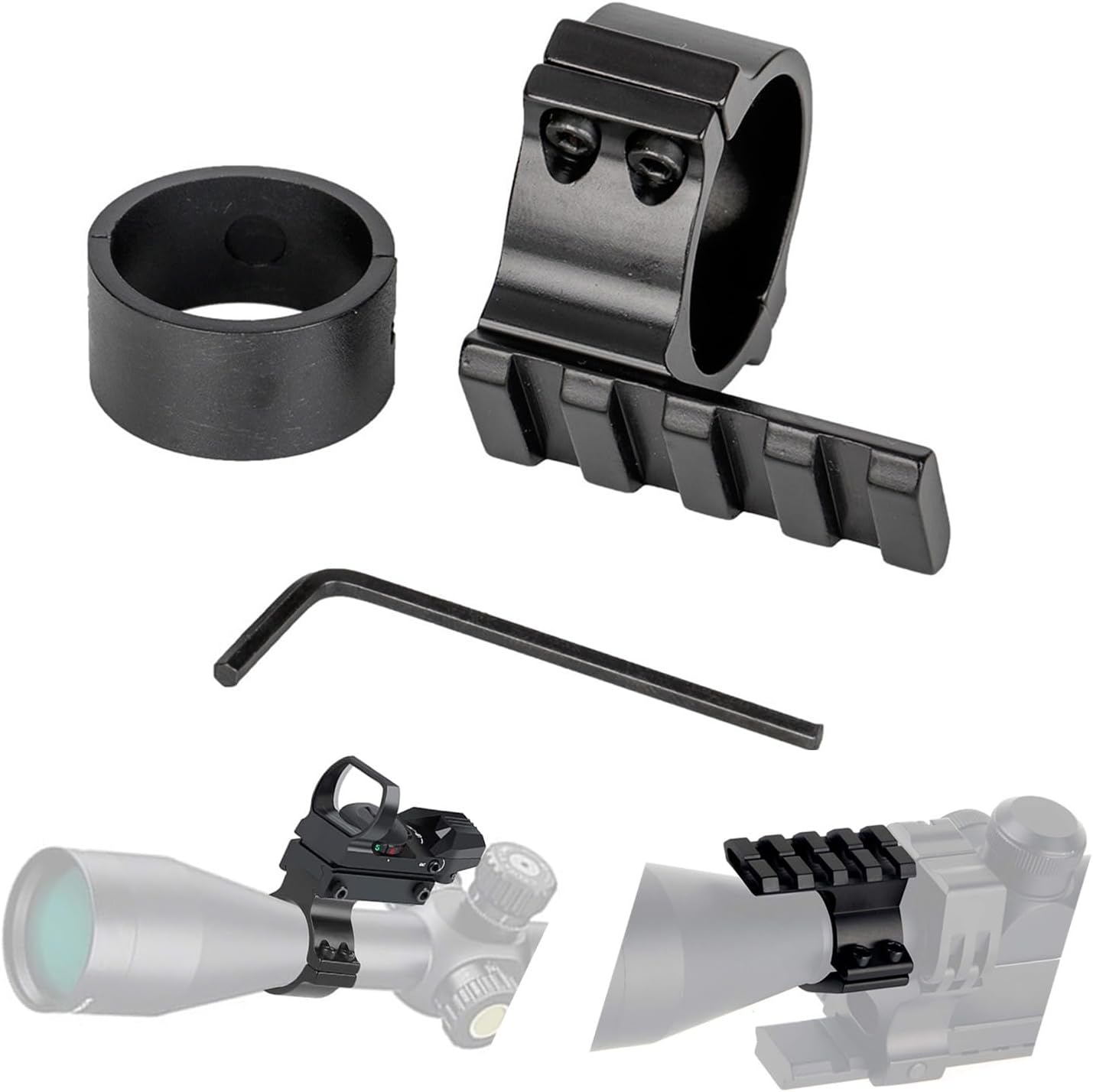 Tatcically Torches and Rifle Scope Adapter with Rails Rifle Scope Adapter Tactical Barrel Clamp Mounting Easy to Install Installation Tool for Rails Rifle Scope - Image 2