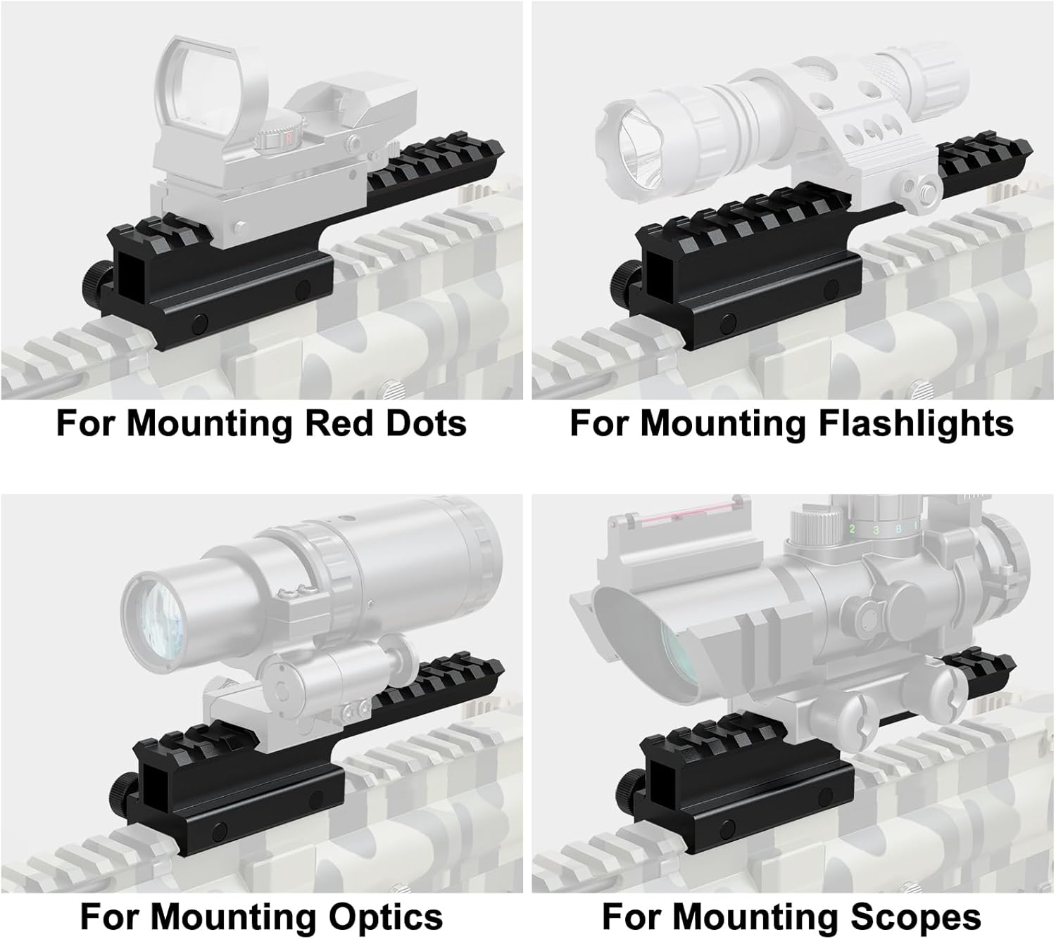 Riser Mount, Tactical High Profile Picatinny Weaver Rail Flat Top Mount ...