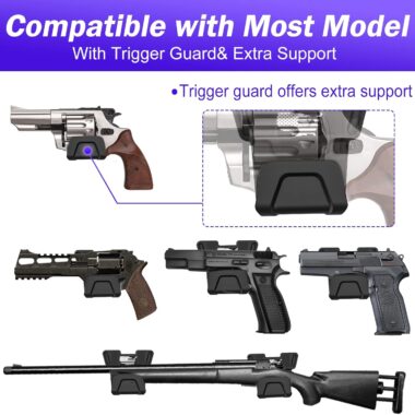 Upgrade Gun Magnet Mount with Safety Trigger Guard Protection for Most Guns, Magnetic Gun Holder Easy Conceal for Car, Safe, Vehicle, Desks, Walls, Handgun Rifle Shotgun, Revolver