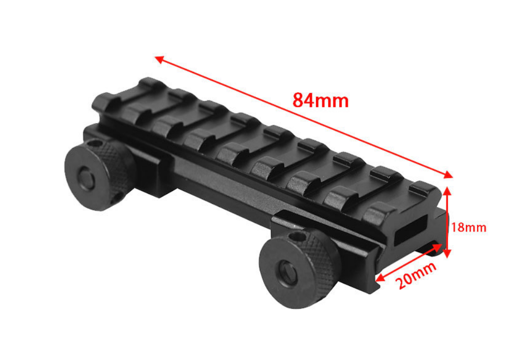 0.5" Picatinny Riser Mount Low Profile 8 Slots 20mm Picatinny Rail Riser Mount - Image 2