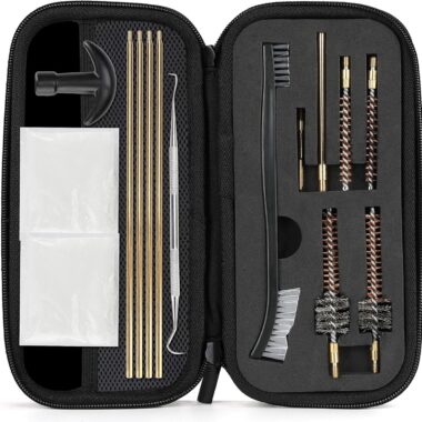 14-piece ProCase Gun Cleaning Kit for .223/5.56 Gun with Bore Chamber Brushes, Brass, Jags, Rods and Gun Cleaning Pick in Portable Compact Case Black