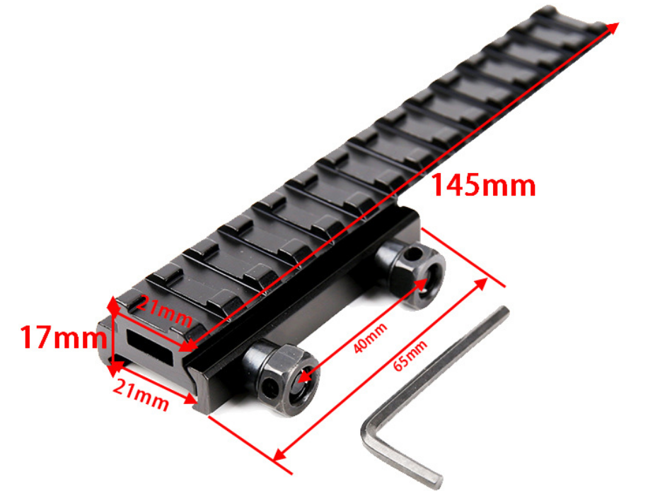 Tactical Extened High Riser Base Flat Top 145mm 14 Slots for 20mm P.ICA-tinny Rail Mount Hunting