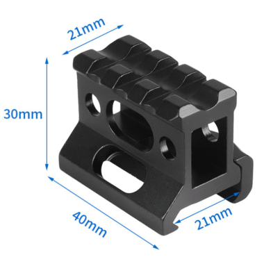 3-slot Slim Picatinny Short Riser Mount 1" High, 3 Slots, Black