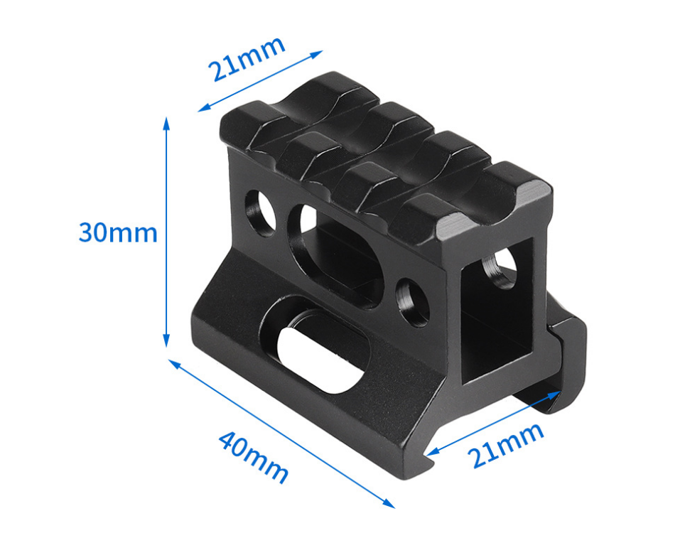 3-slot Slim Picatinny Short Riser Mount 1" High, 3 Slots, Black