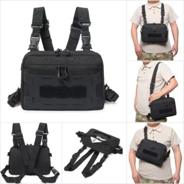 Tactical Molle Radio Chest Harness Holder Holster Vest Front Pouch Outdoor Bag Pack