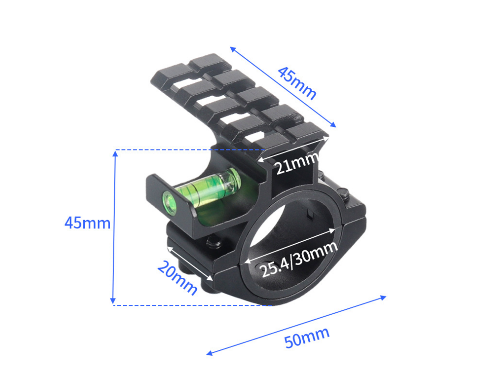 Hunting 25.4/30mm Scope Barrel Ring Adapter with Bubble Level & 20mm Picatinny Rail - Image 2