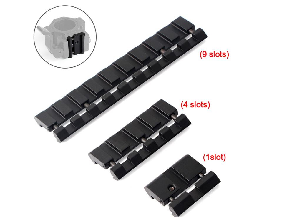 snap-in rail adapters, 11 mm dovetail to 20 mm Weaver Picatinny rail converter mount base low profile 9 slot - Image 2