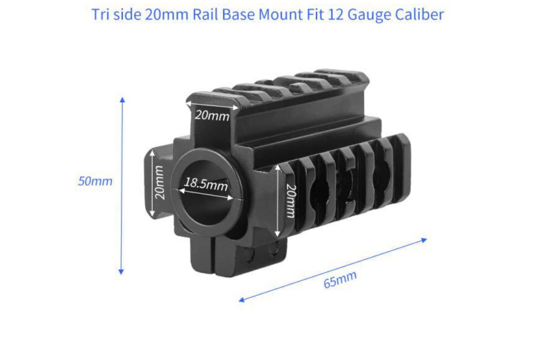 Hunting 3 Side Tri-Rail 20 mm Rails Barrel Mount Lake Through 21 mm Picatinny Weaver Rail Mount for Gun Riflescope