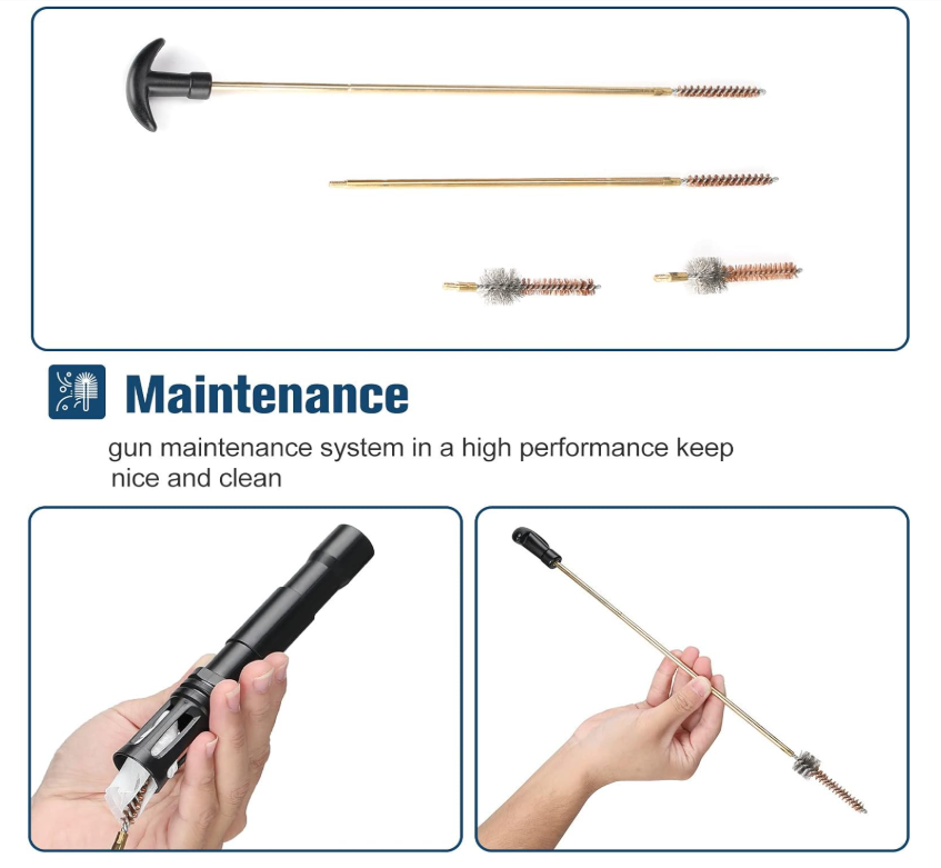 14-piece ProCase Gun Cleaning Kit for .223/5.56 Gun with Bore Chamber Brushes, Brass, Jags, Rods and Gun Cleaning Pick in Portable Compact Case Black - Image 3
