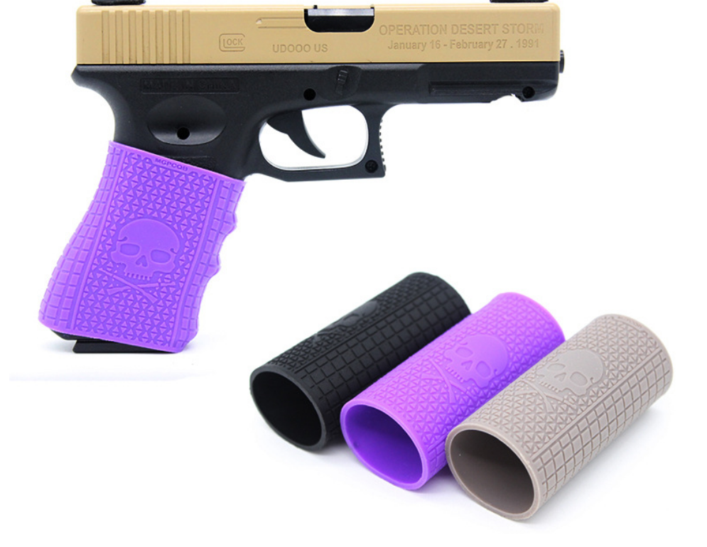 Universal Pistol Grip Sheath, Normal Size Rubber Grip, Non-slip Tactical Skull Slip-On Ventilated Grip