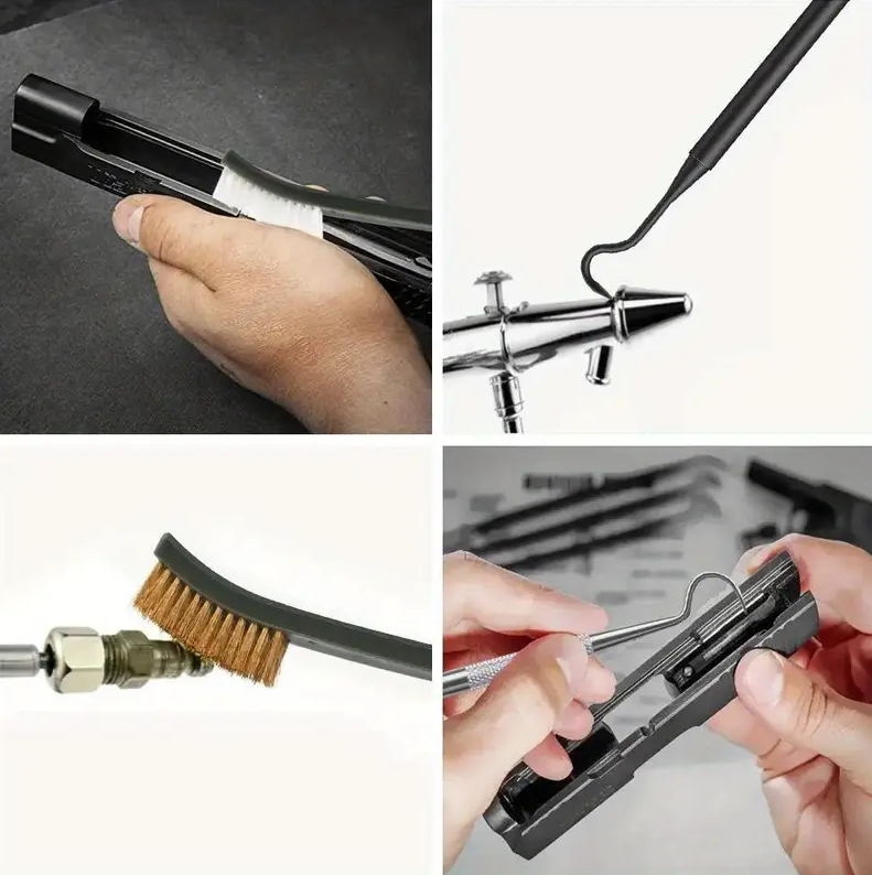 9pcs Universal Cleaning Kit Dual-Ended Set for All Firearms Double-Sided Nylon Brass Steel Brushes with Case - Image 3