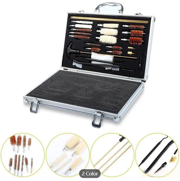 A Set of 25 Premium Gun Cleaning Tools, Complete with a Portable Carrying Case - Essential Items for Maintaining Shotguns, Handguns, And Rifles, Including Barrel Brushes, Copper Wire Brushes, And Aluminum Box Gun Brushes - Image 2
