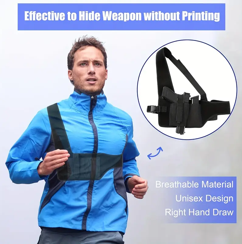Concealed Shoulder Holster, Universal for Men, Adjustable Chest Holster Suitable for Glock, M&P, Ruger, And Sig Sauer - Image 2