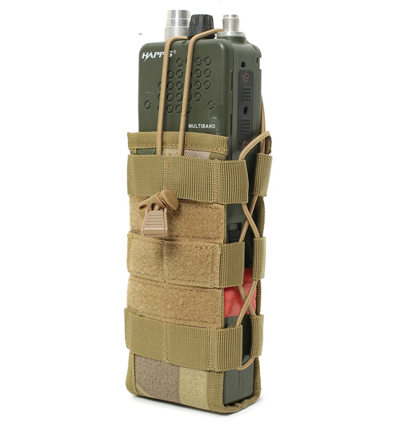 Tactical Radio Pouch Molle Water Bag Walkie Talkie Holder Pocket Quick Release Buckle Elasitc Shock Cord Magazine Pouch - Image 2