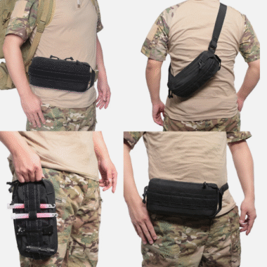 Compartments - Durable Polyester for Outdoor, Hunting, Fishing, Camping - Beige & Camo Design, Camping Gear, Secure Zipper Closure