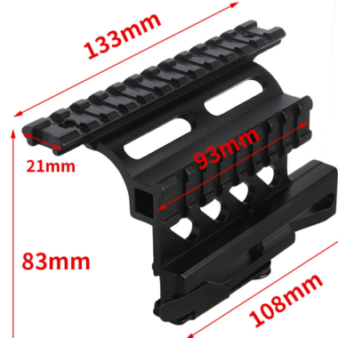 Metal Hollow Double Rails Mount Side Locker Picatinny Rail Mount Sight Steel Mount Sight Mount Bracket Aluminum Material 0.7 Inch Rail Width Black G17/G18/G19 Type