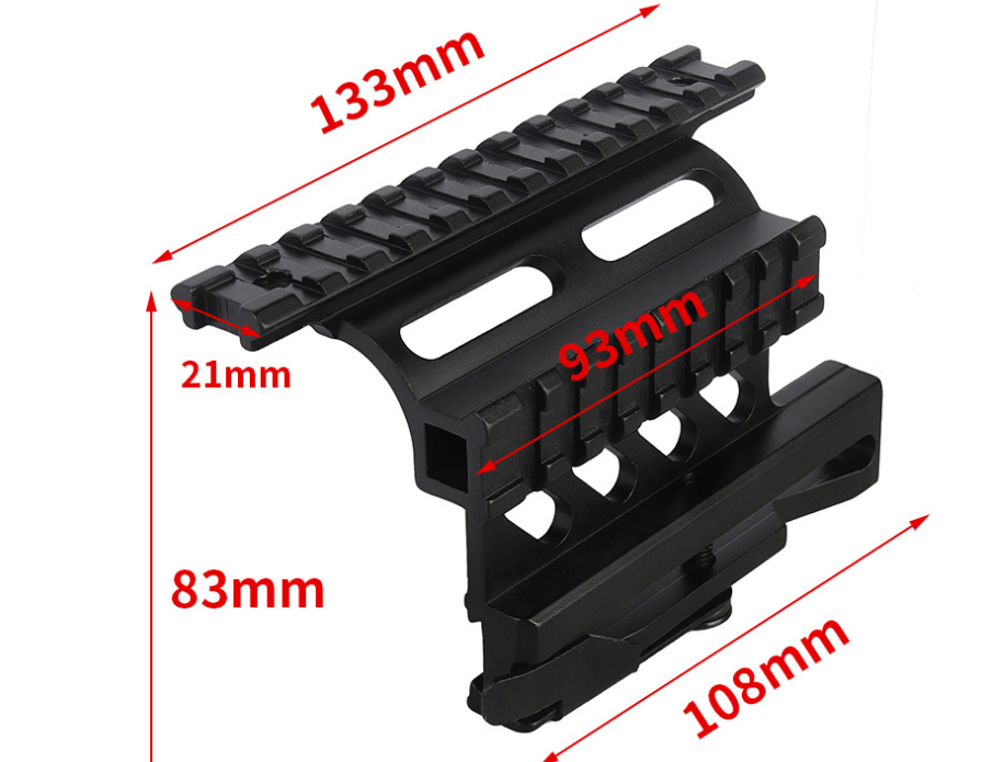 Metal Hollow Double Rails Mount Side Locker Picatinny Rail Mount Sight Steel Mount Sight Mount Bracket Aluminum Material 0.7 Inch Rail Width Black G17/G18/G19 Type