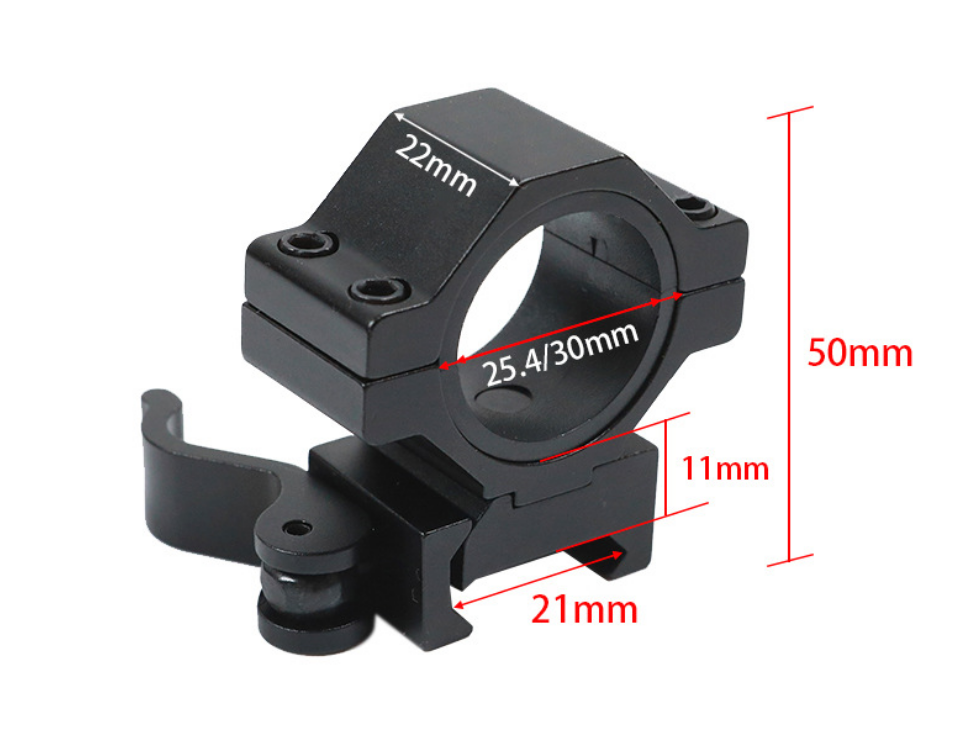 Scope Mount 30mm/25.4mm 1" Quick Release Adapter Ring 20mm Picatinny Rail Flashlight Hunting