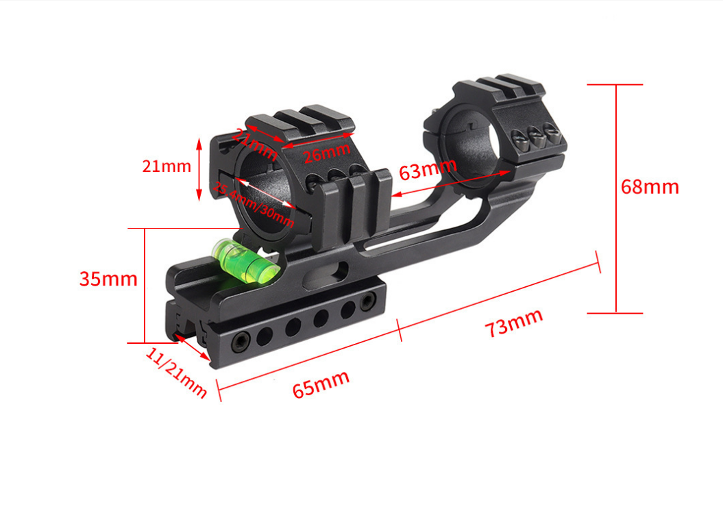 25.4 mm 30 mm Cantilever Scope Rings Mount 11/20 mm Dovetail Picatinny with Bubble Level - Image 2