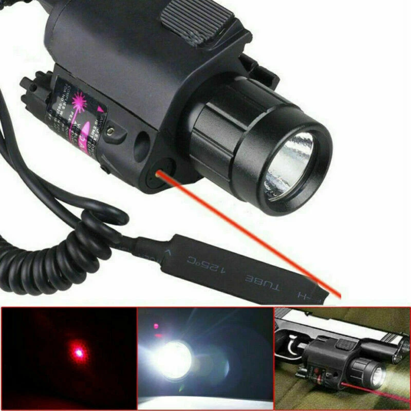 Tactical Red Laser Dot Sight + 200 Lumen Flashlight Combo with 20mm Weaver Picatinny Rail Mount for Pistol Handgun - Image 3