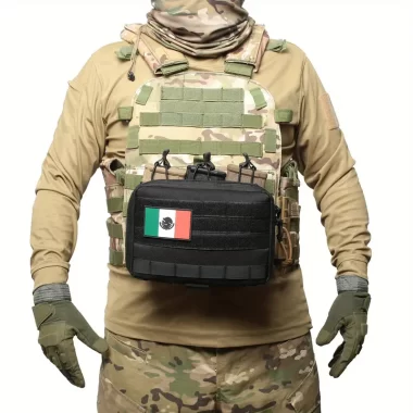 Tactical Mag Admin Pouch, Molle Utility Tool Pouch Medical EMT Organizer with Triple Stacker Magazine Holder for M4 M16 Patch Included