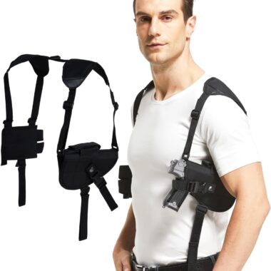 Gun Holster-Fits Compact to Large Handguns Concealed Carry Shoulder Holster with Magazine Pouch for Right and Left Hand Gun Accessories