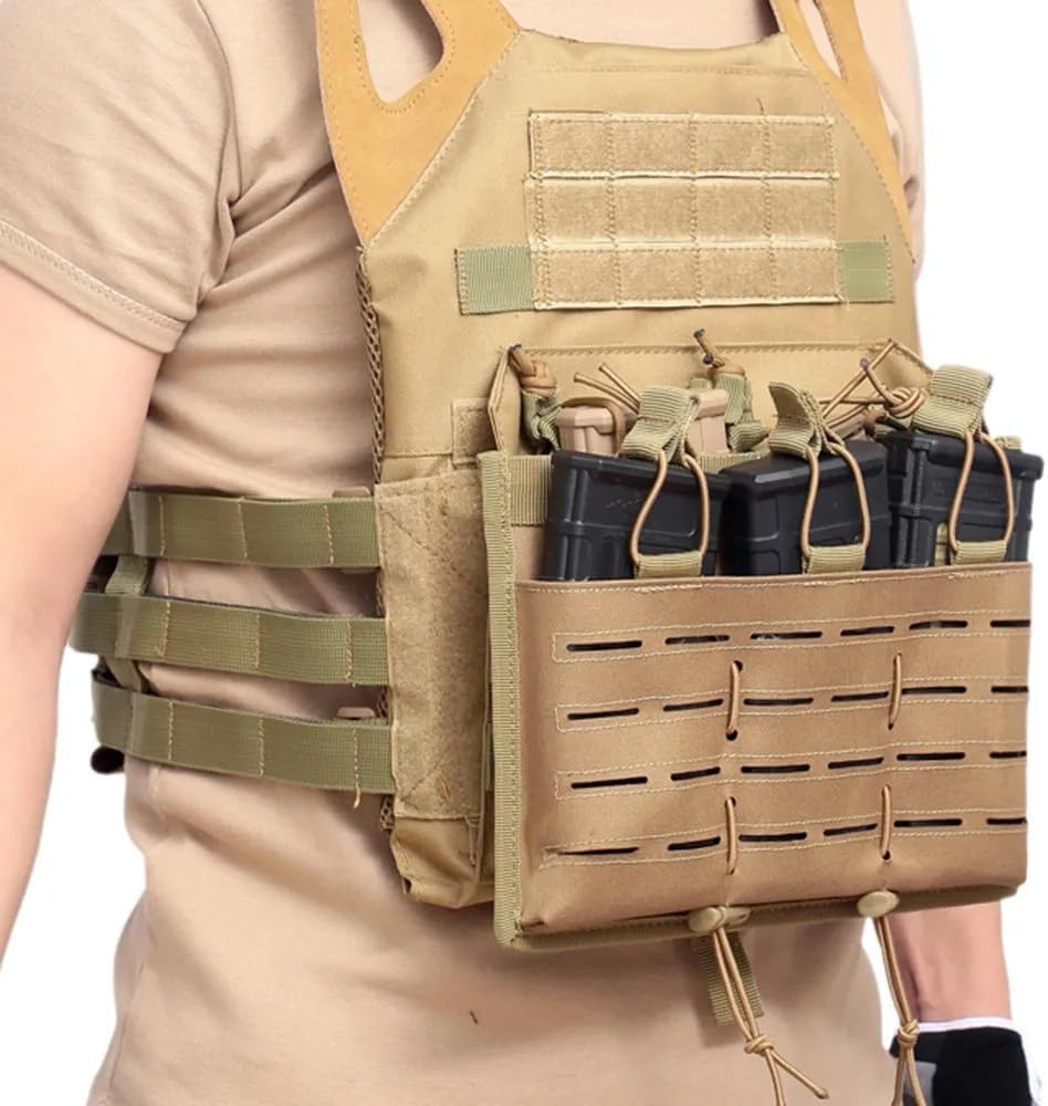 Tactical Molle 5.56/7.62MM Magazine Pouch Open Top Rifle Mag Bag Laser Cut Triple Mag Pouch for Hunting
