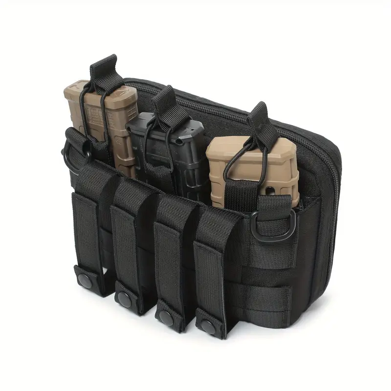 Tactical Mag Admin Pouch, Molle Utility Tool Pouch Medical EMT Organizer with Triple Stacker Magazine Holder for M4 M16 Patch Included - Image 5