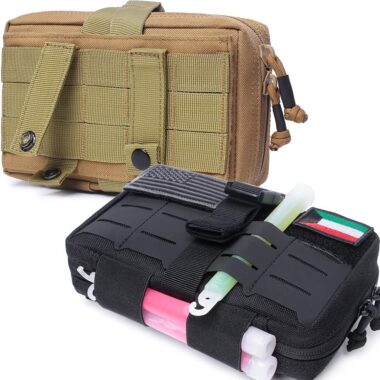 Tactical Multi-Purpose Molle Admin Pouch, EDC Pouch Military Waist Belt Modular Utility Tools Bag Organizer First Aid Pouch, Laser-Cut Style Molle Attachment