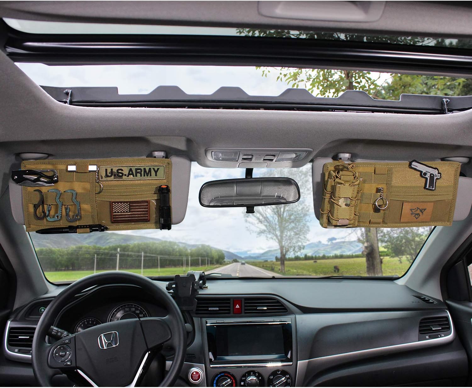 Molle Visor Panel Organizer - Tactical Car Sun Visor Cover with Molle Webbing Compatible Storage Holder Pouch - Image 2