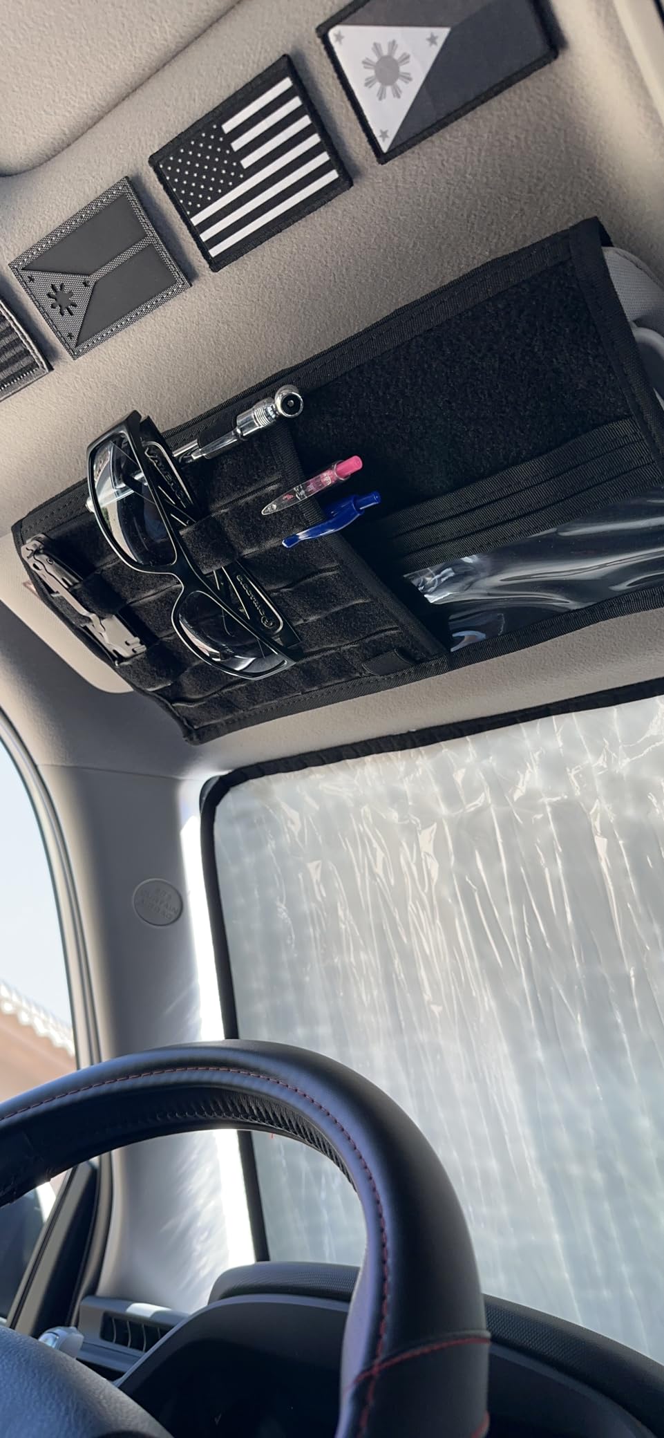Truck Visor Panel Organizer for Pickup F150, Large Molle Visor Panel Vehicle Tactical Sun Visor Holder Car Sunshade Storage Pouch - Image 3