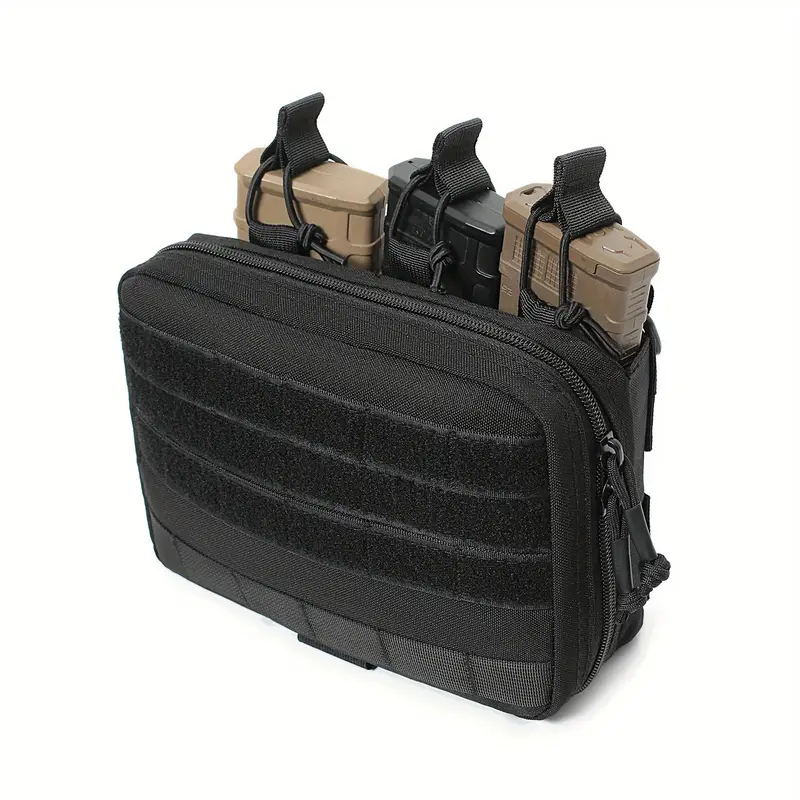Tactical Mag Admin Pouch, Molle Utility Tool Pouch Medical EMT Organizer with Triple Stacker Magazine Holder for M4 M16 Patch Included - Image 2
