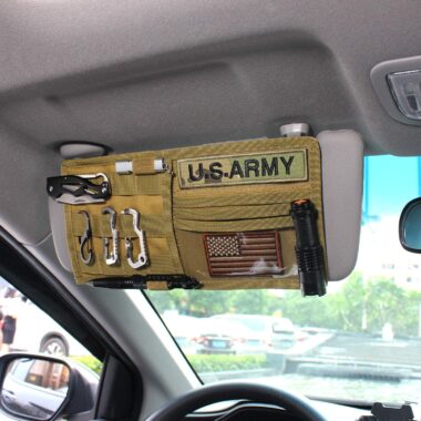 Molle Visor Panel Organizer - Tactical Car Sun Visor Cover with Molle Webbing Compatible Storage Holder Pouch