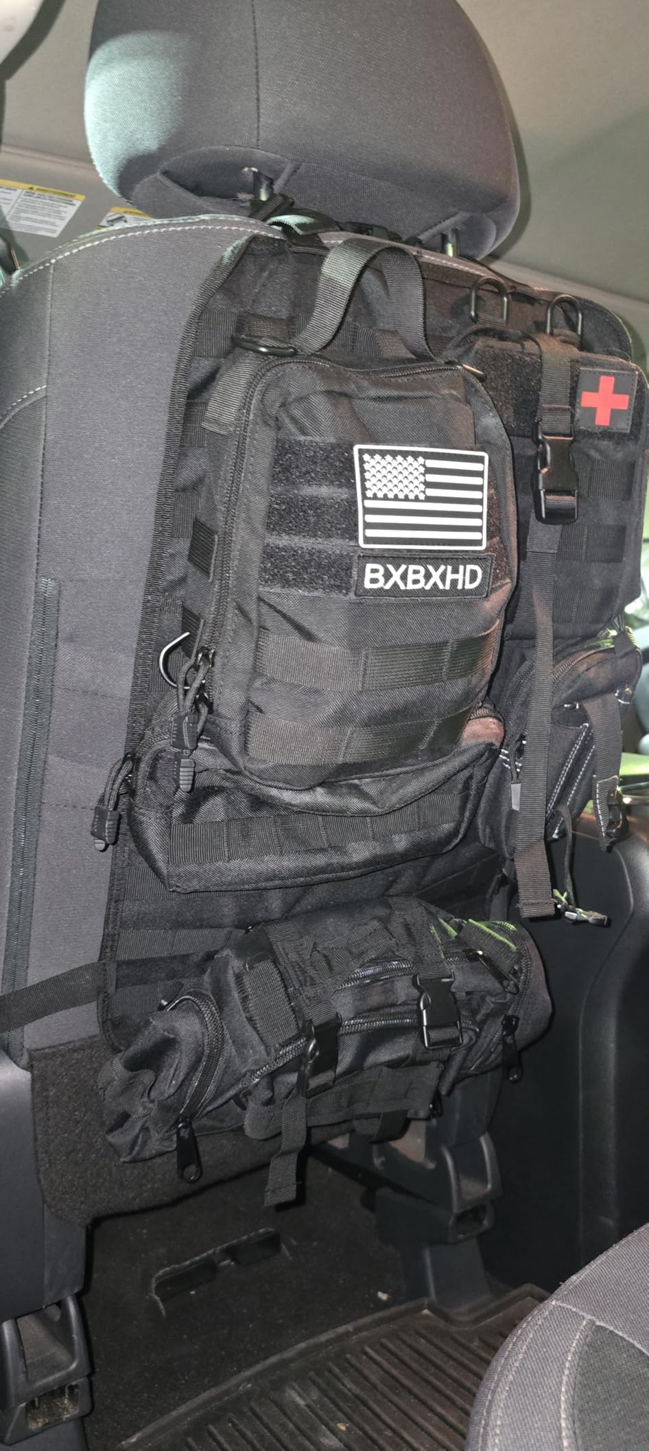 Tactical Car Seat Back Organizer,Tactical Molle Seat Back Organizer with 6 Detachable Molle Pouch,Universal Fits for Car Truck Jeep Vehicle - Image 2