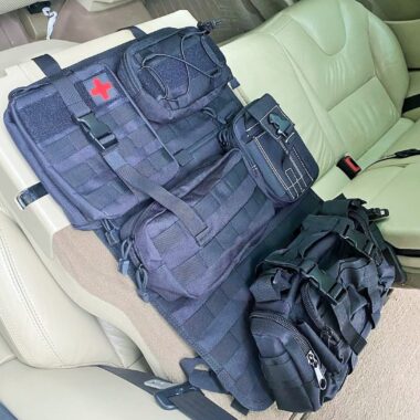 6 Pack Tactical Molle Automotive Seat Back Organizer Tactical Vehicle Panel Organizer with 5 Detachable Molle Pouch for Car Truck Ford Jeep Vehicle,US Flag Patch For Man (5 Pouches)
