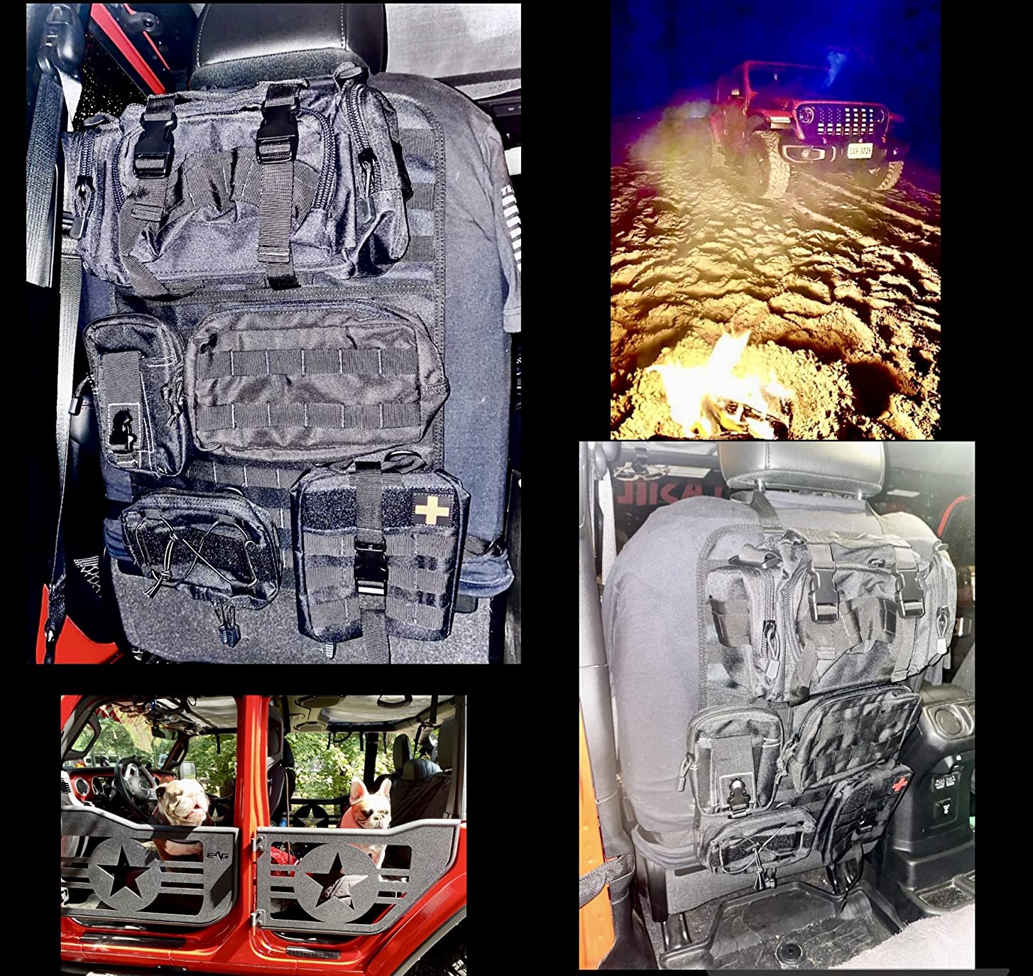 6 Pack Tactical Molle Automotive Seat Back Organizer Tactical Vehicle Panel Organizer with 5 Detachable Molle Pouch for Car Truck Ford Jeep Vehicle,US Flag Patch For Man (5 Pouches) - Image 3