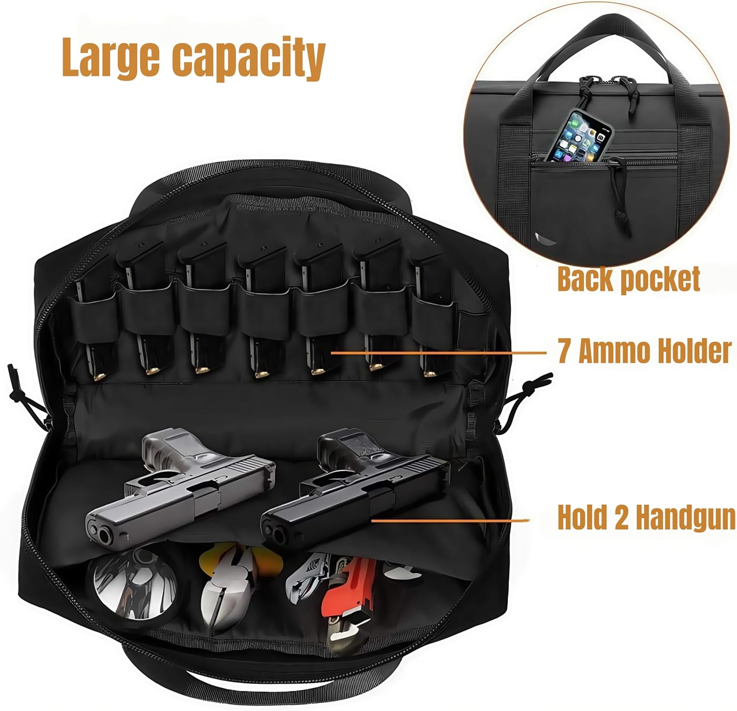 Tactical Pistol Range Bag Shooting Handgun Gun & Magazine Carry Pouch Soft Case - Image 2