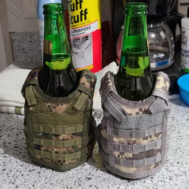 Tactical Mini Beer Vest, Molle Beer Cooler Jacket, Adjustable Water Bottle Vest, Beverage Cooler Holder for 330ml or 500ml Cans or Bottles